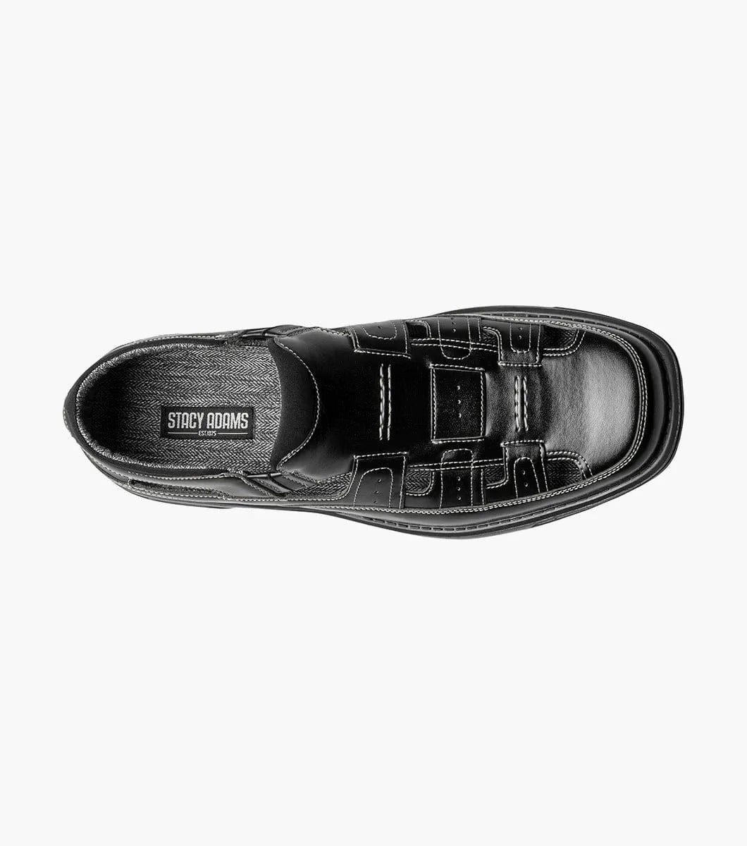 Men\'s Stacy Adams Black Woven Leather Sandals Calandro Black City Sandal | Stacy Adams Sandals for Men main image 2