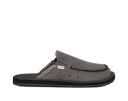 Sanuk You Got My Back St Hemp slip-on shoes in gray hemp fabric with moccasin-style stitching and collapsible heel, side view.