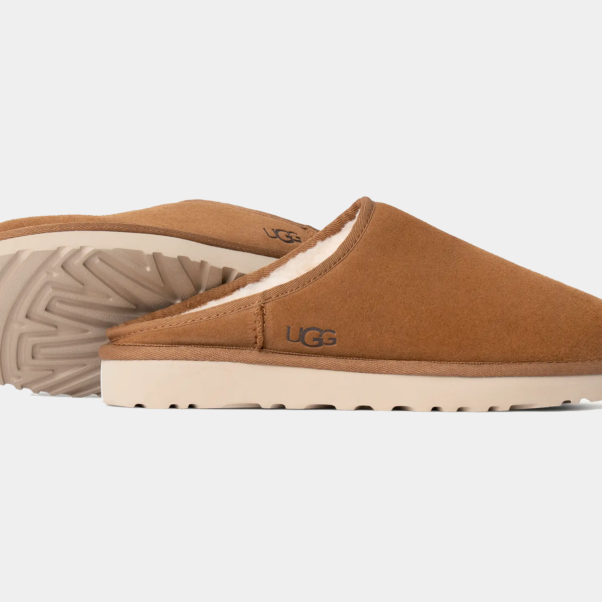 UGG Slippers Mens 9 Slip On Suede Brown Fur Lined Comfort Casual 1129290 Shoes UGG Classic Slip On Shoes (Mens Large Sizes) – BigShoes main image 4