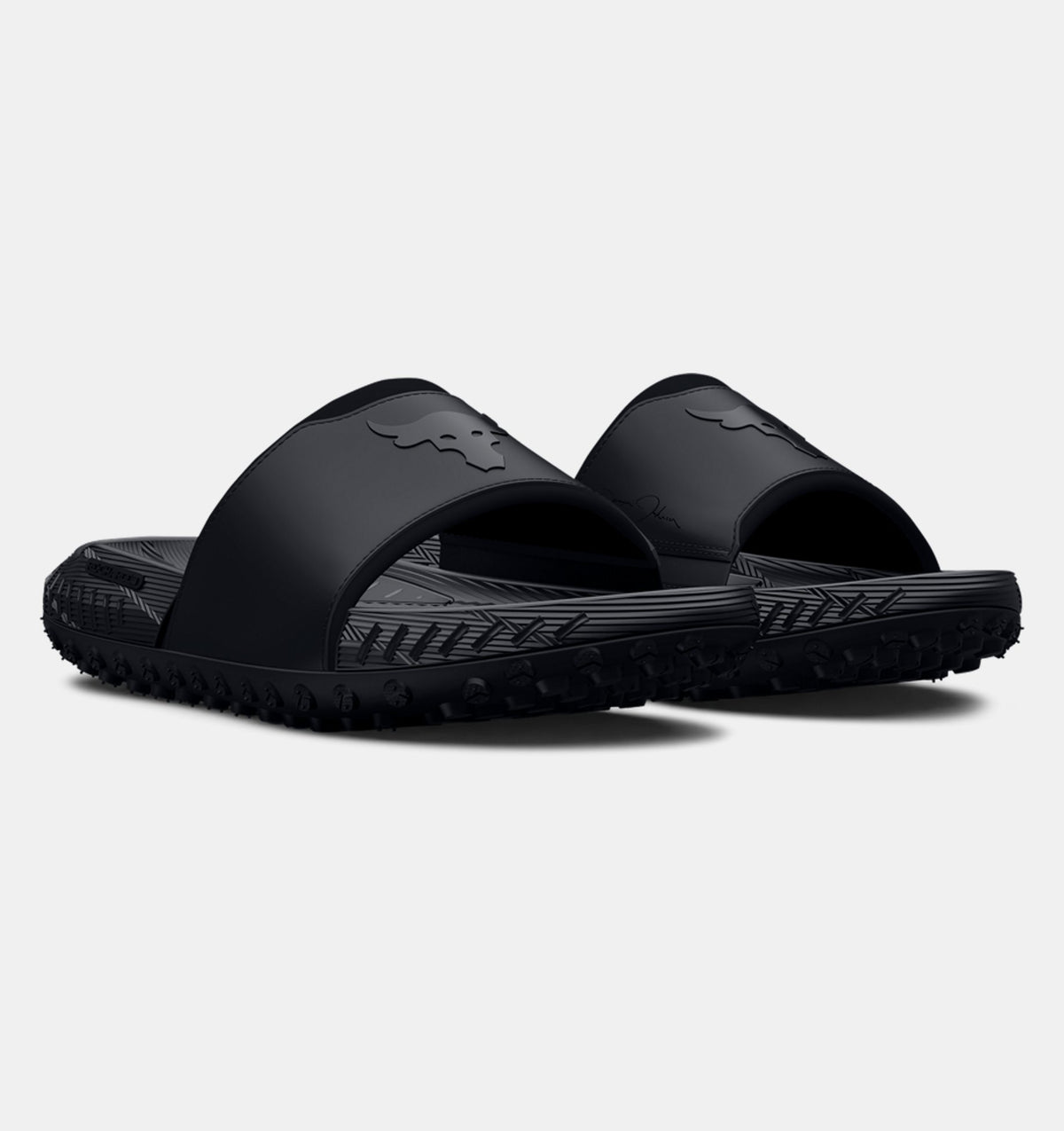Under Armour Project Rock 3 Slide Men\'s Size 7 Black Brahma Bull Sandals 3026034 Under Armour Black Sandals for Men for sale | eBay main image 4