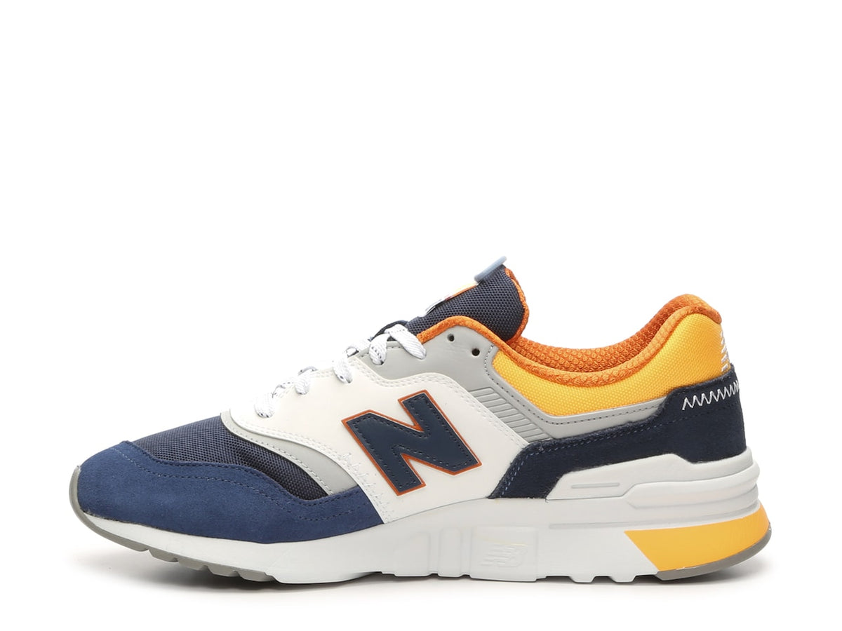 New Balance® 997H White Sneakers with Yellow and Coral Accents New Balance 997H Sneaker Great Plains White Sea Salt Mens  main image 3