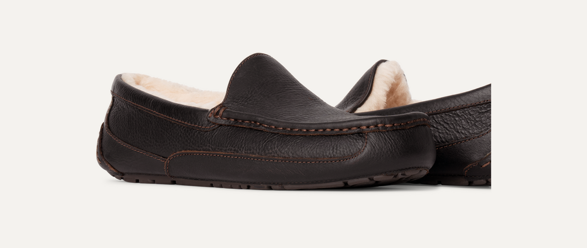 Men's UGG Ascot Leather Slippers - Big and Tall Sizes – BigShoes