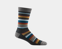 Multicolored striped sock on a light gray background