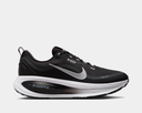 Nike Vomero 18 GORE-TEX running shoes in black with silver Swoosh, waterproof mesh upper, and ZoomX cushioning, side view.