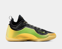 Nike LeBron XXIII Elite "Hurt Feelings" basketball shoes in yellow, green, and black with textured mesh upper and Swoosh accents, side view.