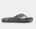 Reef Cushion Phantom sandals in dark gray with textured straps and cushioned footbed, side view.