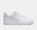 A pair of white Nike Air Force 1 '07 sneakers with lace-up closure.