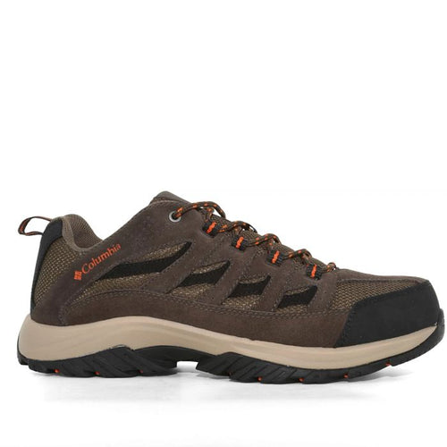 Brown hiking shoe with Columbia logo on a white background