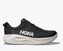 HOKA Gaviota 6 running shoes in black with engineered mesh upper and cushioned white midsole, side view.
