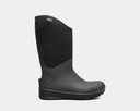 Black rubber boot on a white background