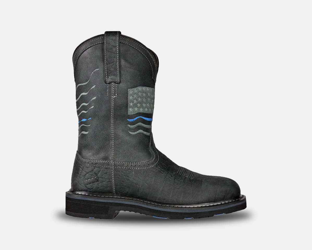 Supreme Black Woven Boots with Blue Accent Size 10 Olathe Black & Blue Smooth Ostrich Boots main image 4