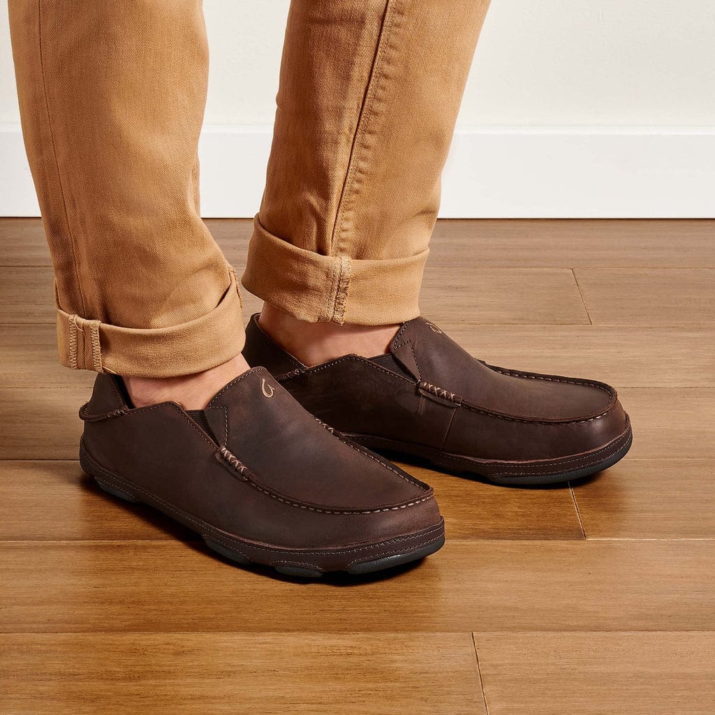 OluKai Leather Loafer Slip On Comfort Casual Shoes Brown Mens Size‎ M14 Olukai Moloa Leather Slip-On Shoes Men main image 3