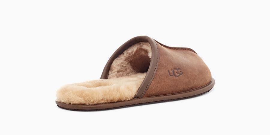 UGG Men\'s Scuff Shearling Suede Leather Slipper In Chestnut Size 12 ( EUR 45.5) UGG Scuff Leather Slippers - Big and Tall Men main image 3