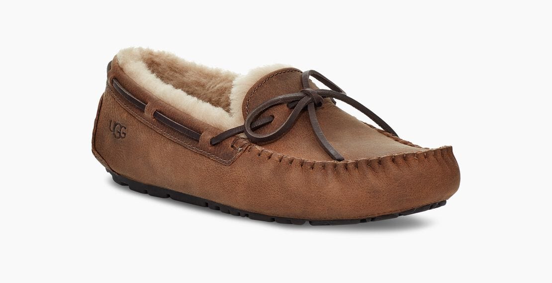 New UGG Olsen Brown Suede Moccasins with Plush Lining UGG Olsen Espresso Brown Suede Sheepskin Slippers Moccasins  main image 2