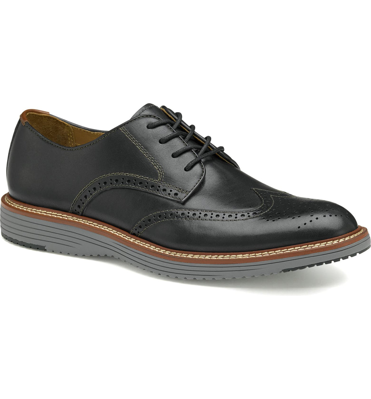 Johnston & Murphy Black Leather Lace Up Wing Tip Business Casual Oxfords D972 Johnston & Murphy Elliston Wingtip - FREE Shipping & FREE  main image 2