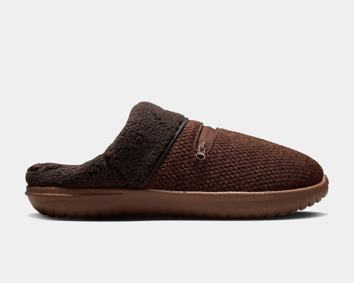 Nike Burrow SE Slippers Mens 10 Brown DR8886-200 Fleece Lined Zipper Nike Burrow SE NA Slippers Zip Pocket Cocoa Brown DR8886-200  main image 2