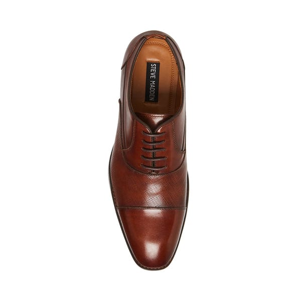 Pre-owned Steve Madden Men's Priam Oxford In Tan Leather