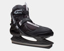 Roces ICY 3 ice skates in black with adjustable straps, padded ankle support, and stainless steel blade, side view.